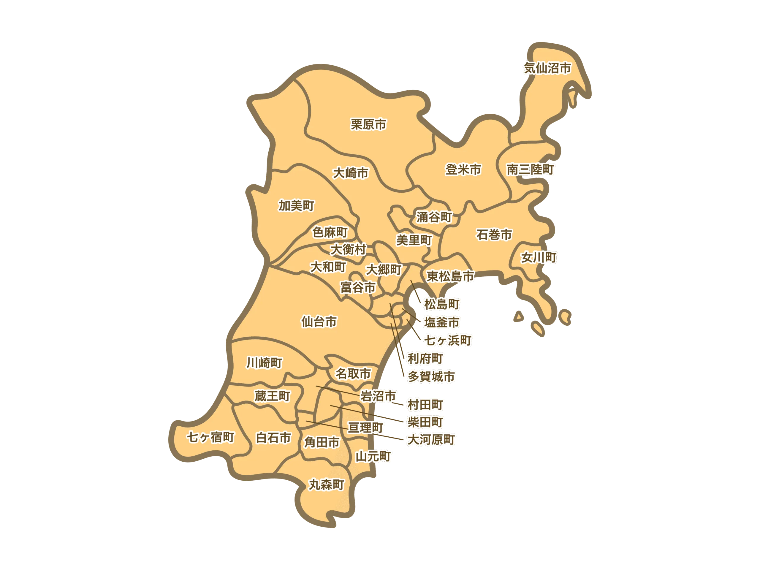 宮城県の店舗解体・原状回復対応エリアマップ